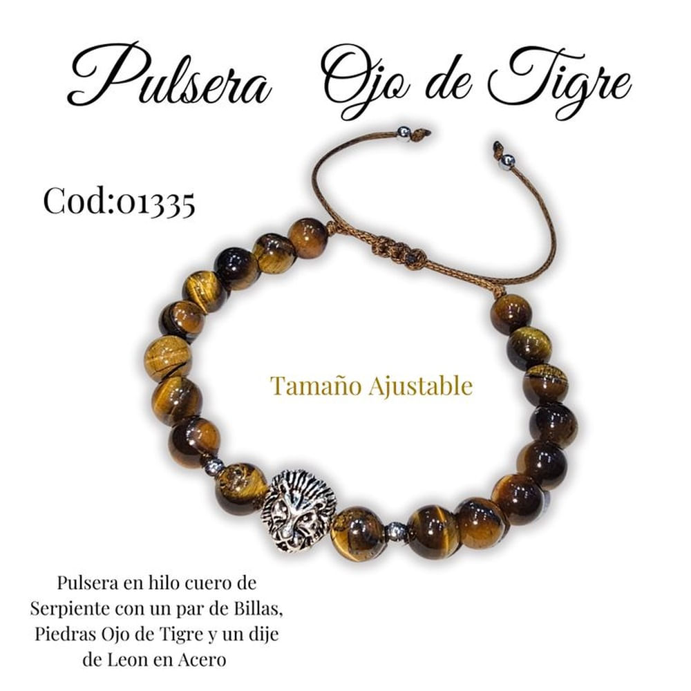Pulsera StoreWide Piedra Ojo de Tigre Dije de Leon