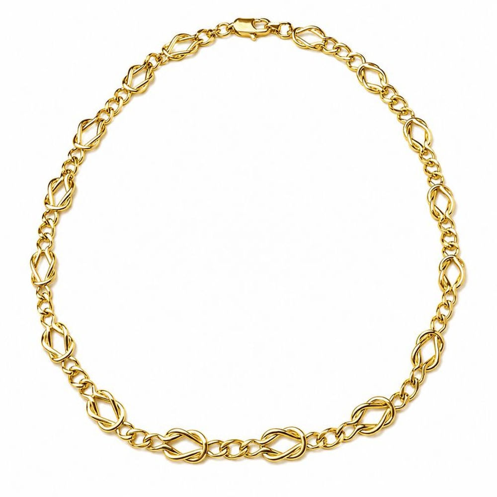 Collar Eslabón Entrelazado de acero enchapado en oro de 18k