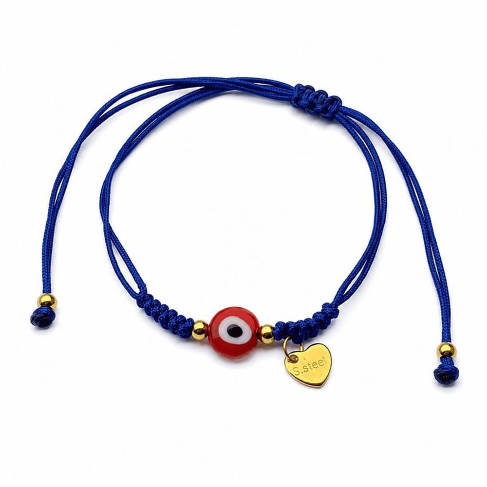 Pulsera Ojo Turco Rojo con hilo azul