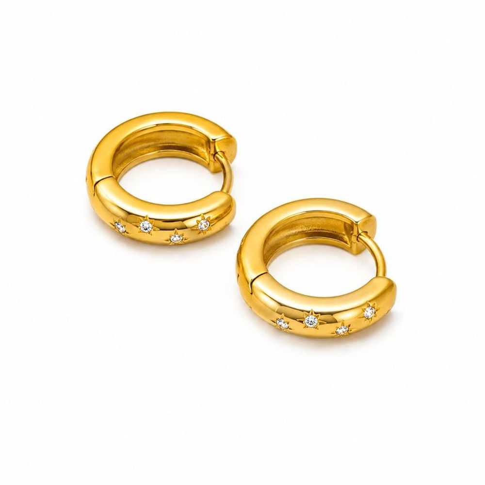 Aretes Destello Dorado de acero enchapado en oro 18k