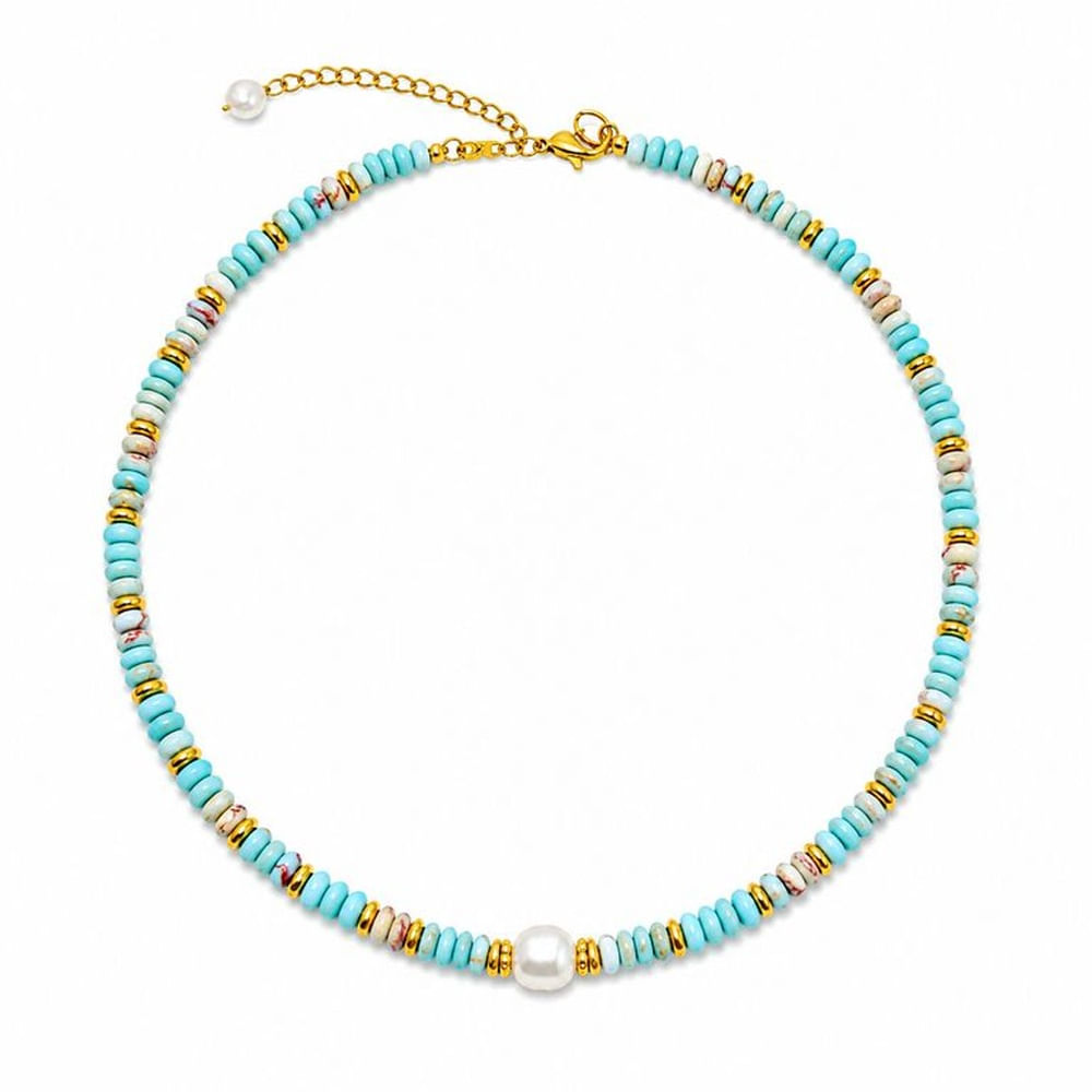Collar Brisa Marina de acero enchapado en oro 18k