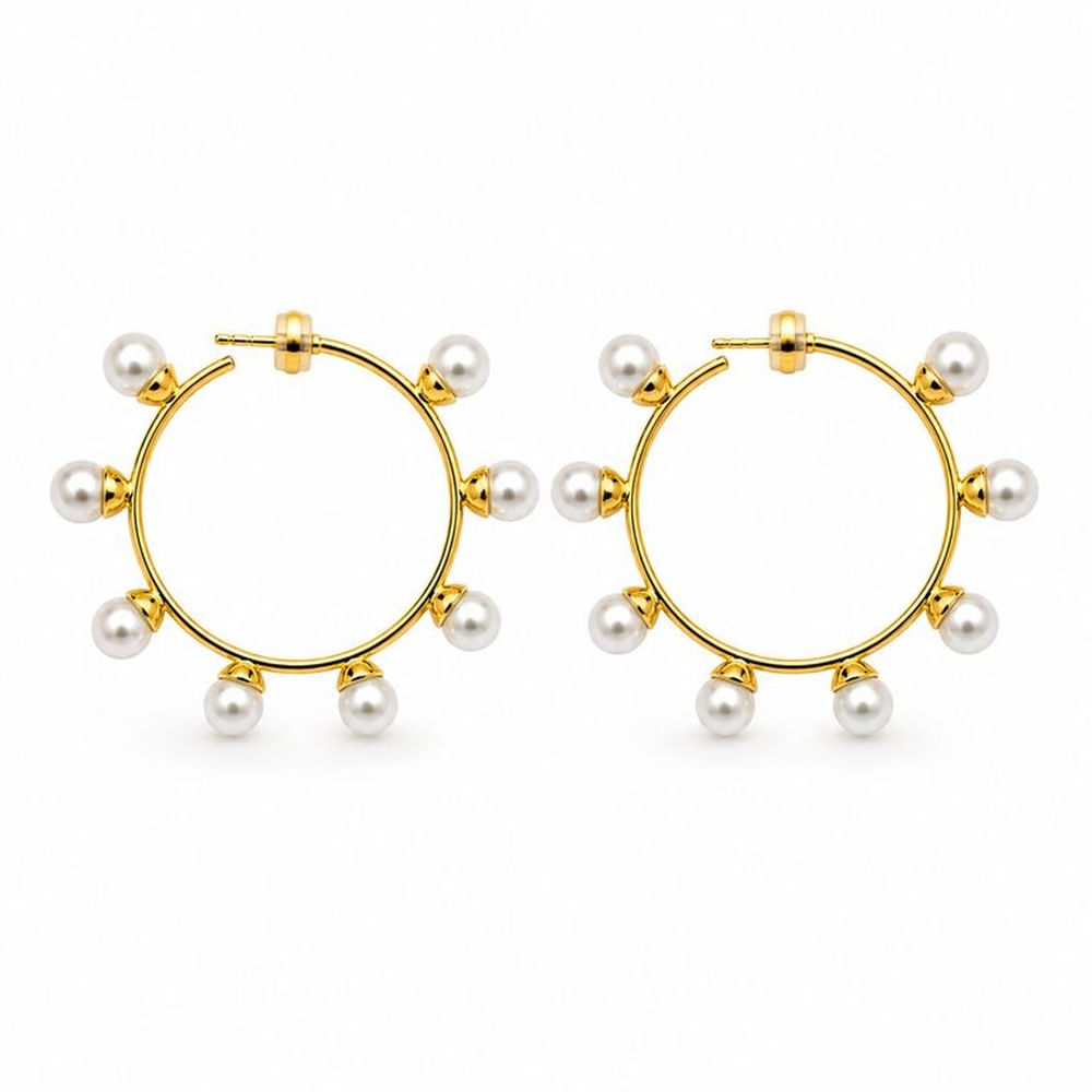 Aretes Perla Aurea de acero enchapado en oro 18k