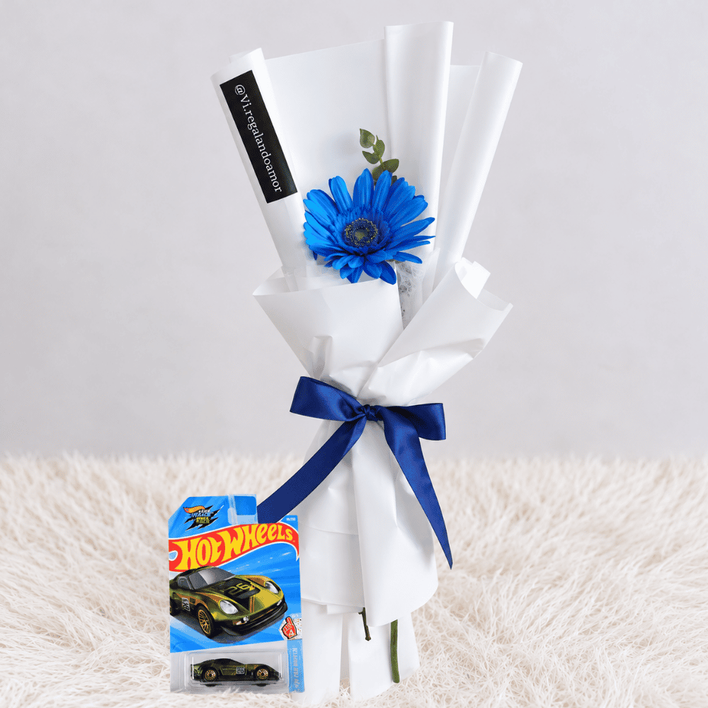 Mini ramo de 1 Gerbera azul - Hotwheels