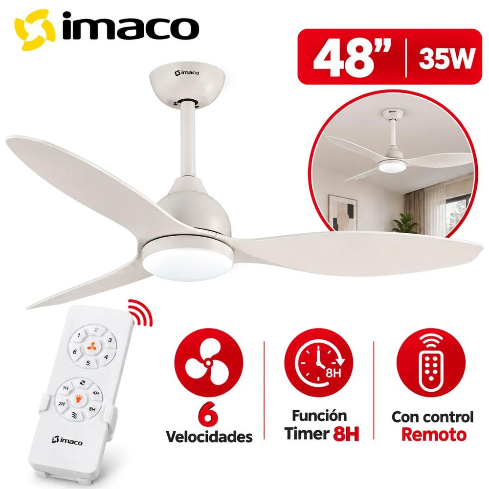 Ventilador de Techo Decorativo con Luz Led y Control CF4835DC
