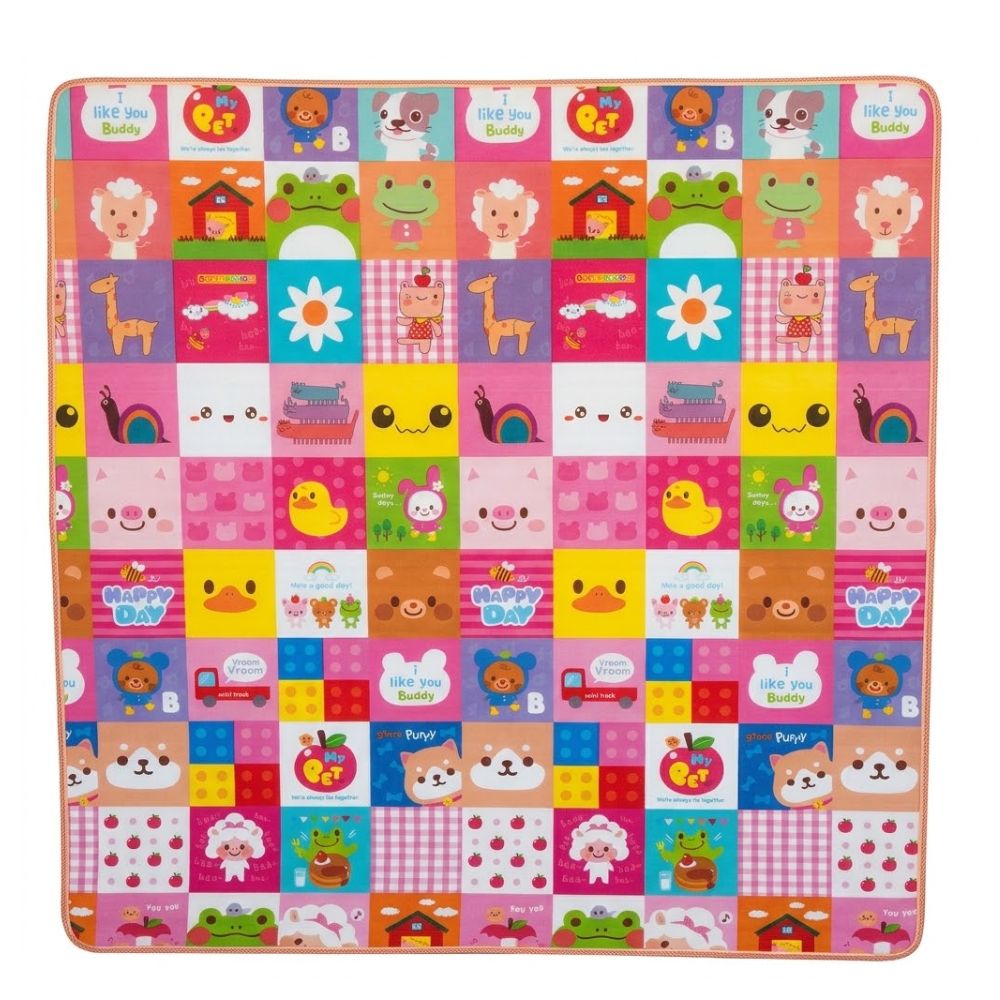 Piso de Gateo Suave Lavable de Animalitos Kawai Multicolor 180 cm x 200cm