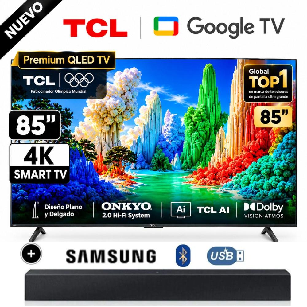 Televisor TCL QLED 85 UHD 4K Google TV 85A400 - Soundbar