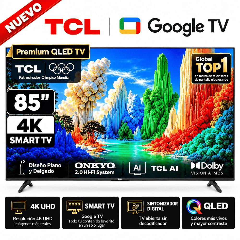 Televisor Smart TV TCL 85 QLED UHD 4K Google TV 85A400 Modelo 2026 - 144Hz Premium
