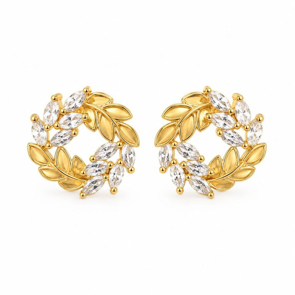 Aretes Laurel Imperial de acero enchapado en oro de 18k