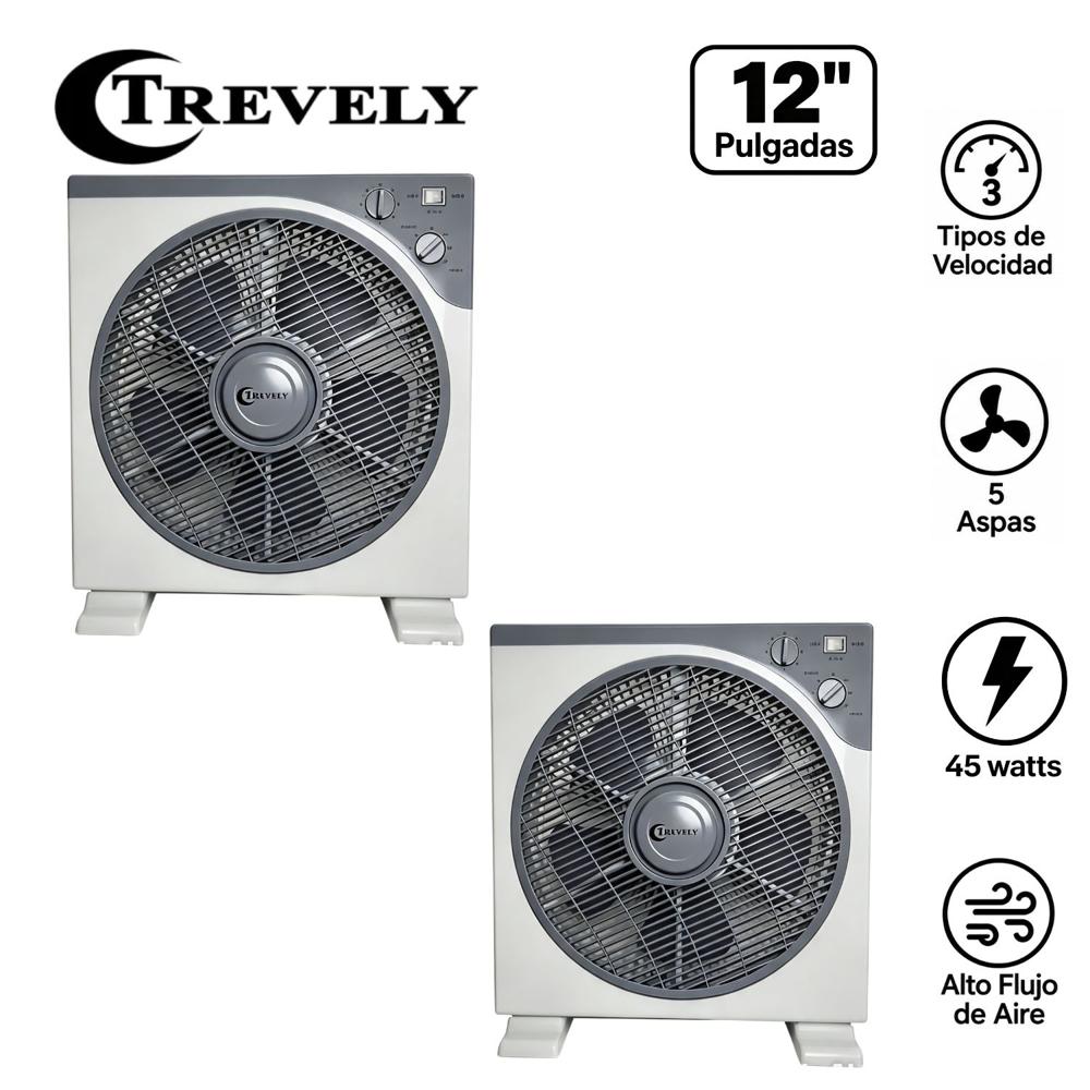 Pack 02 Ventiladores de Mesa Trevely VT-12A 45W 5 Aspas