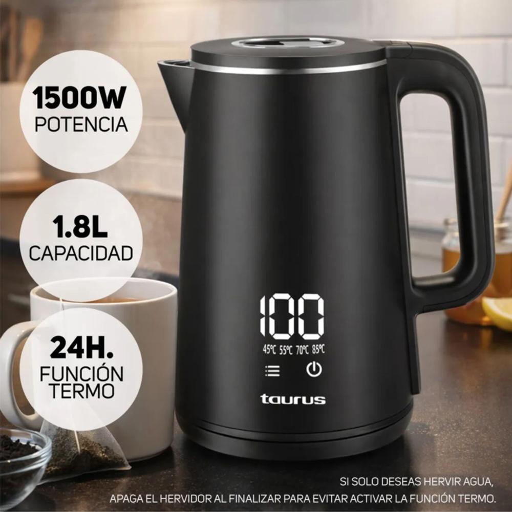 HERVIDOR TAURUS ELÉCTRICO DIGITAL 1.8 LITROS MODELO PE9580790A NEGRO