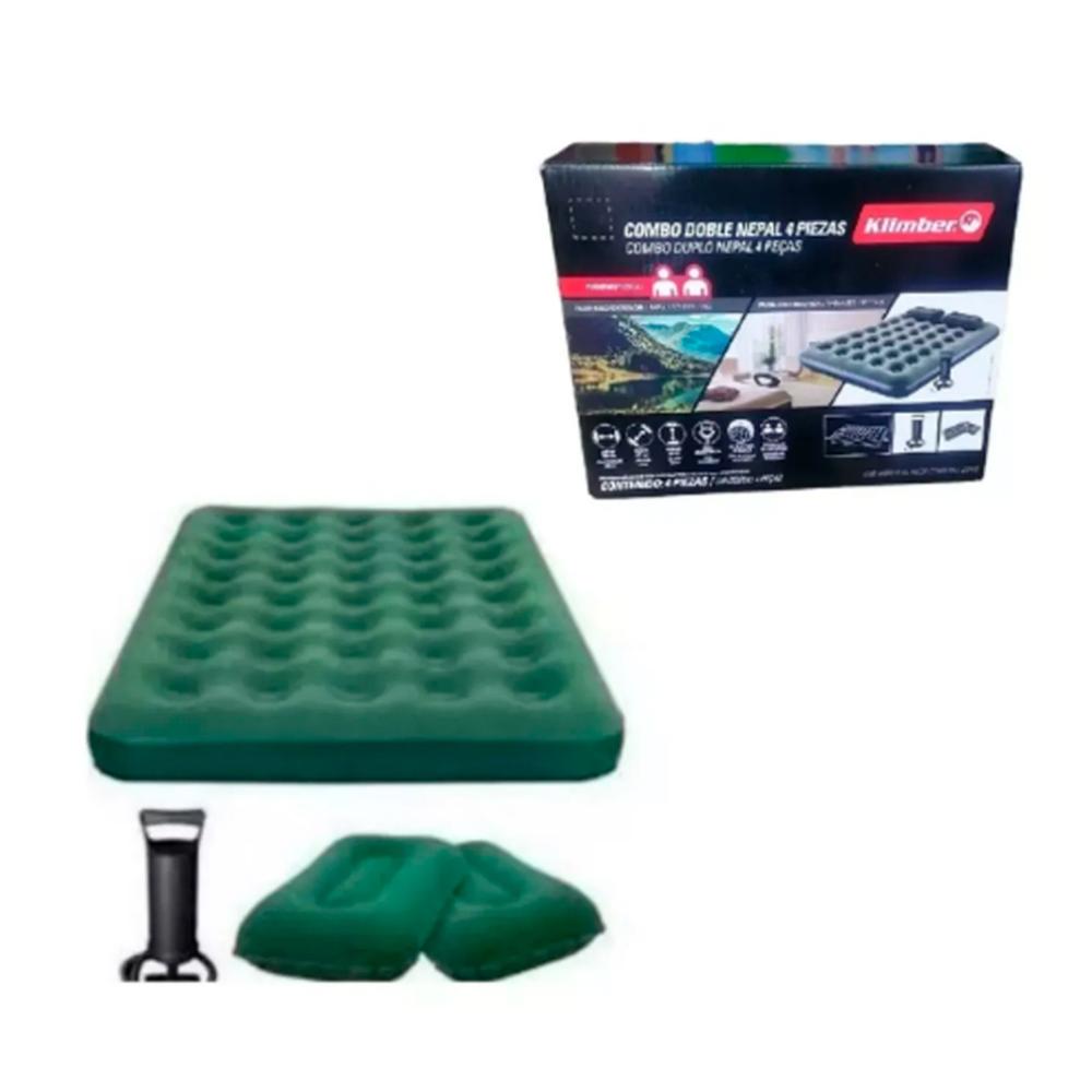 Colchon Inflable 2 Plazas con Inflador y 2 Almohadas