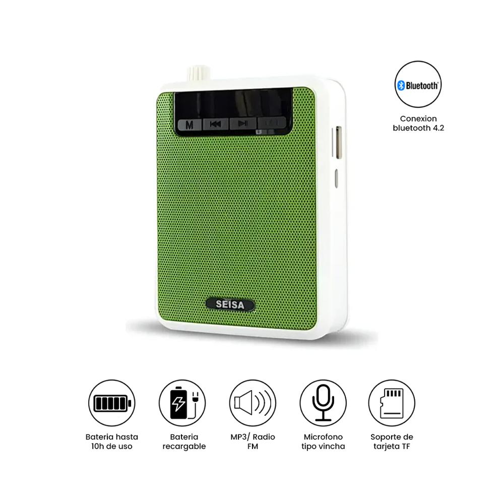Amplificador Voz Inalámbrico SEISA K300 MP3 FM Verde