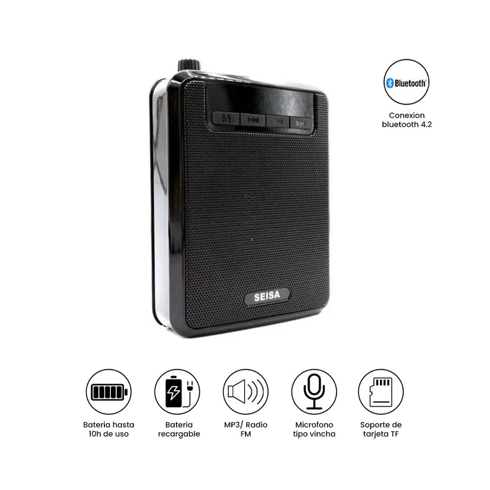 Amplificador Voz Inalámbrico SEISA K300 MP3 FM Negro