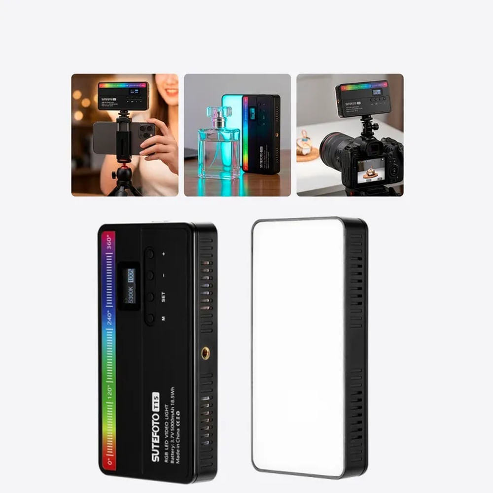 SUTEFOTO LED RGB T15 15W 1750 Lúmenes 2800K-10000K Batería 5000mAh