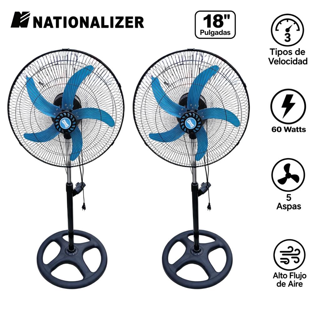 Pack 02 Ventiladores 3 en 1 Nationalizer NNA 45MPT 60 Watts Plateado