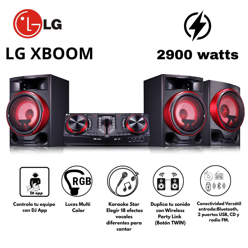 Minicomponente LG XBOOM 2900 Wtts RMS-Multi Bluetooth-DJ APP- Karaoke - CL88