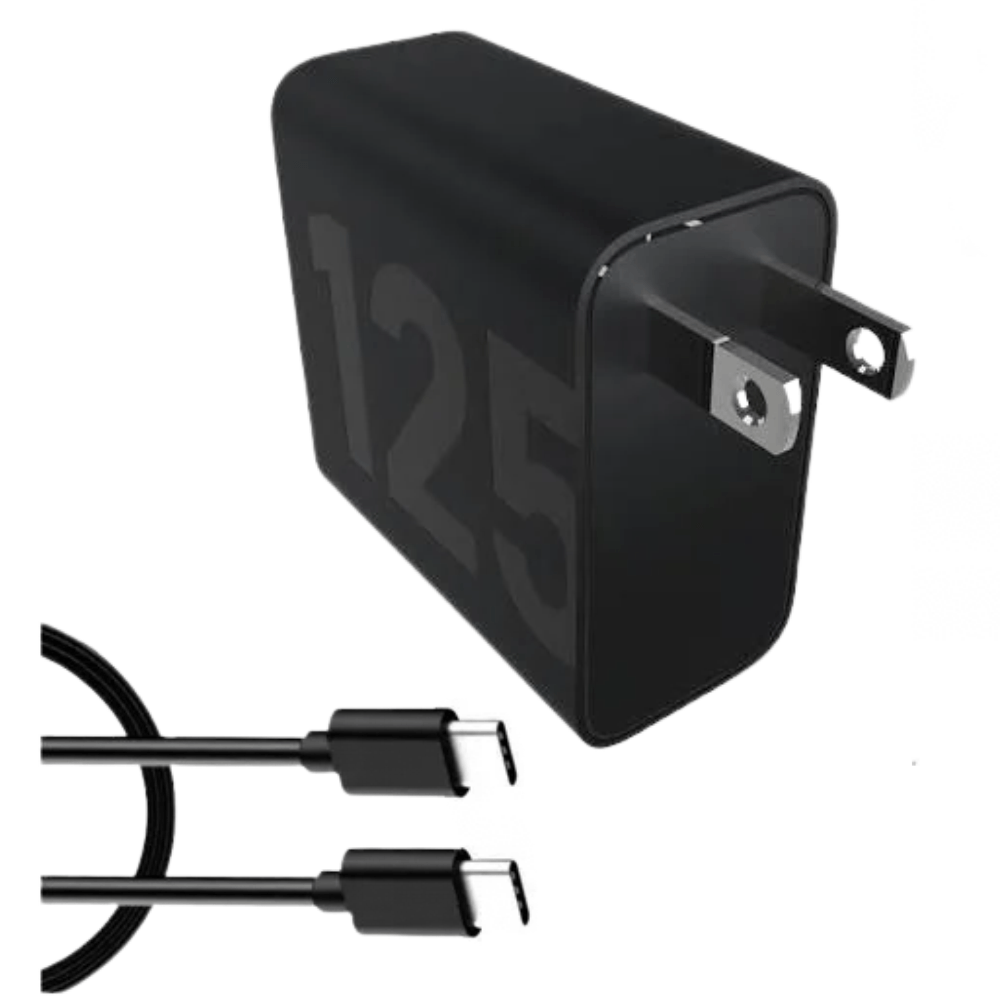 CARGADOR MOTOROLA TURBO POWER 125W CON CABLE USB-C A USB-C DE ALTA POTENCIA COLOR NEGRO