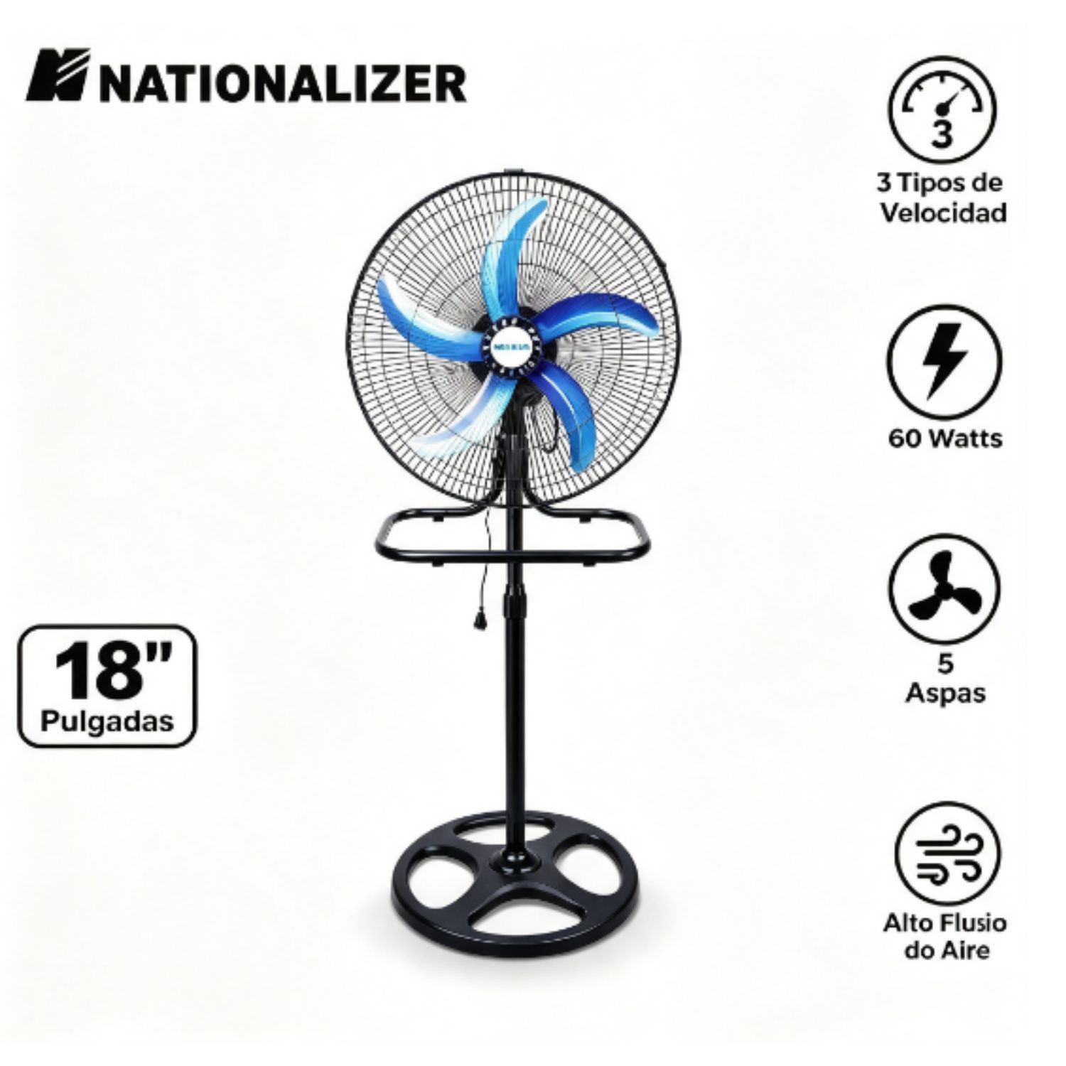 Ventiladores 3 en 1 Nationalizer NNA 45MPT 60 Watts Plateado