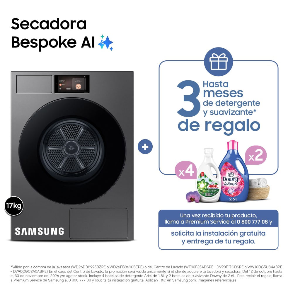 Secadora Samsung 17Kg DV90F17CDSPE Acero Oscuro