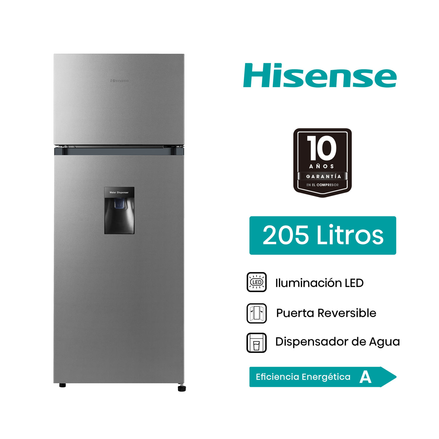 Refrigeradora Hisense Top Mount 205L RD267H Gris