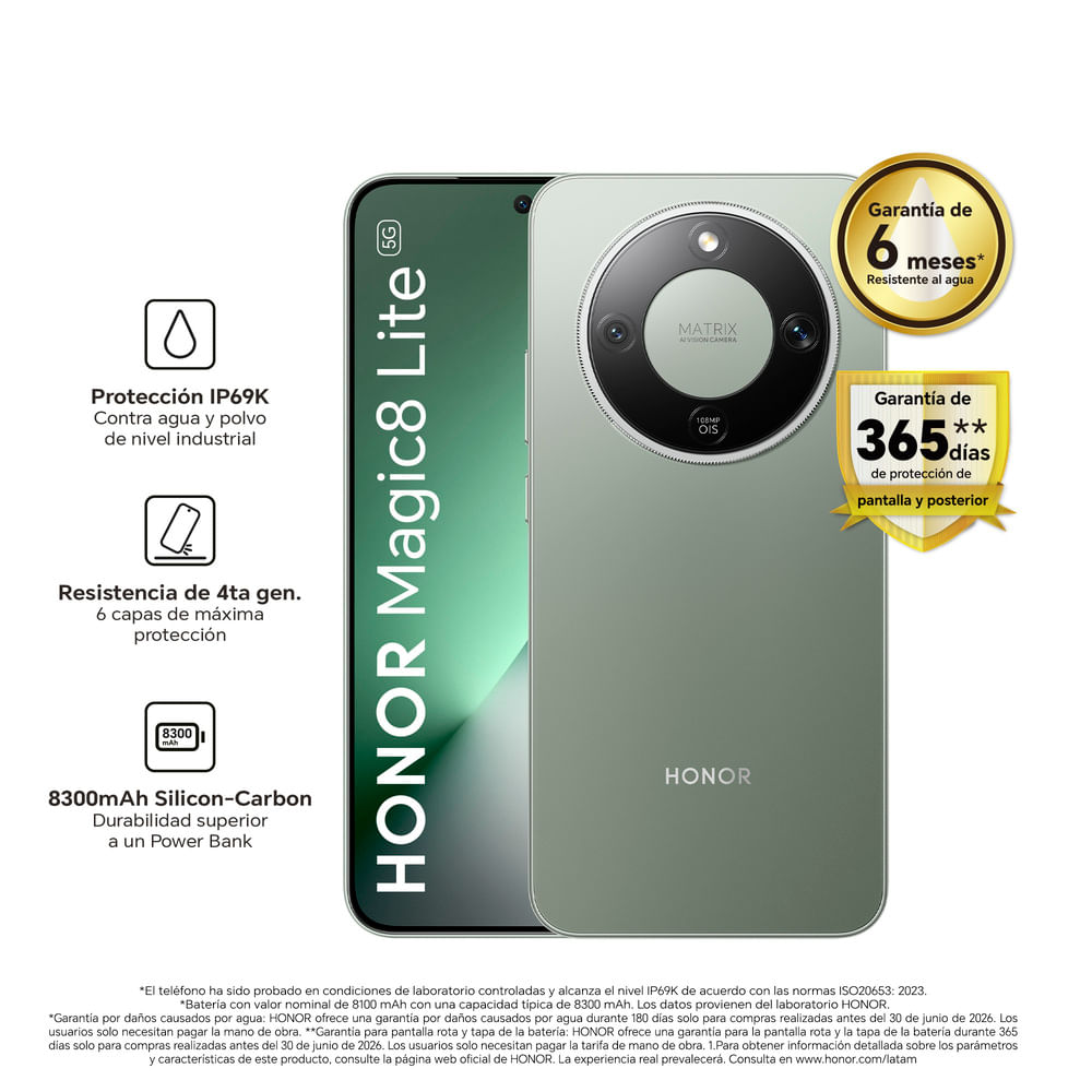 Smartphone HONOR Magic8 Lite 5G 8GB y 512GB - Verde