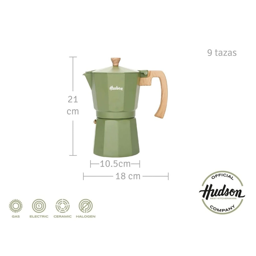 Cafetera Italiana Aluminio Olive 450ml HUDSON