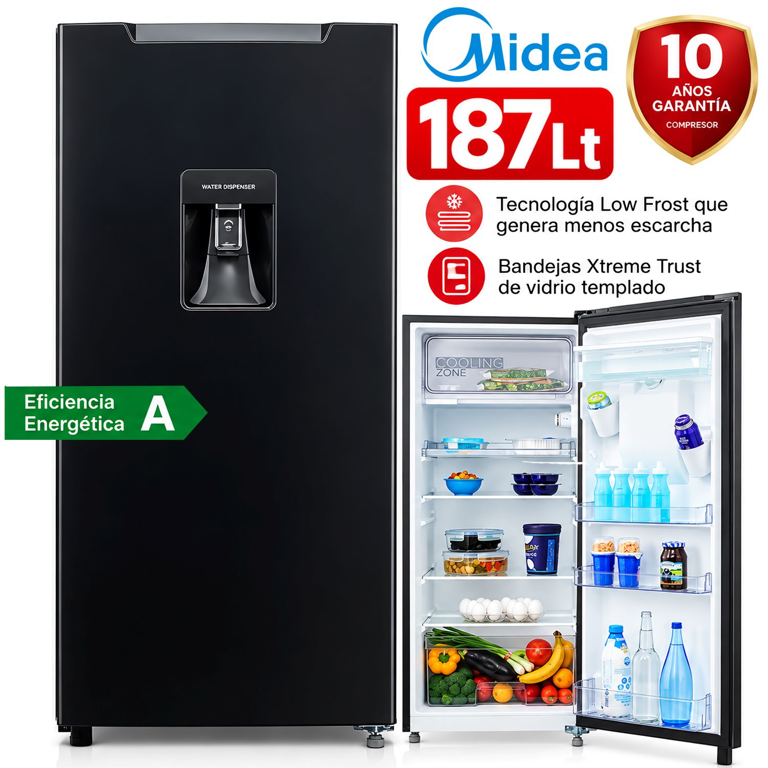 Refrigeradora Midea 187 Lt Top Freezer Mdrd190Anlxw Grafito