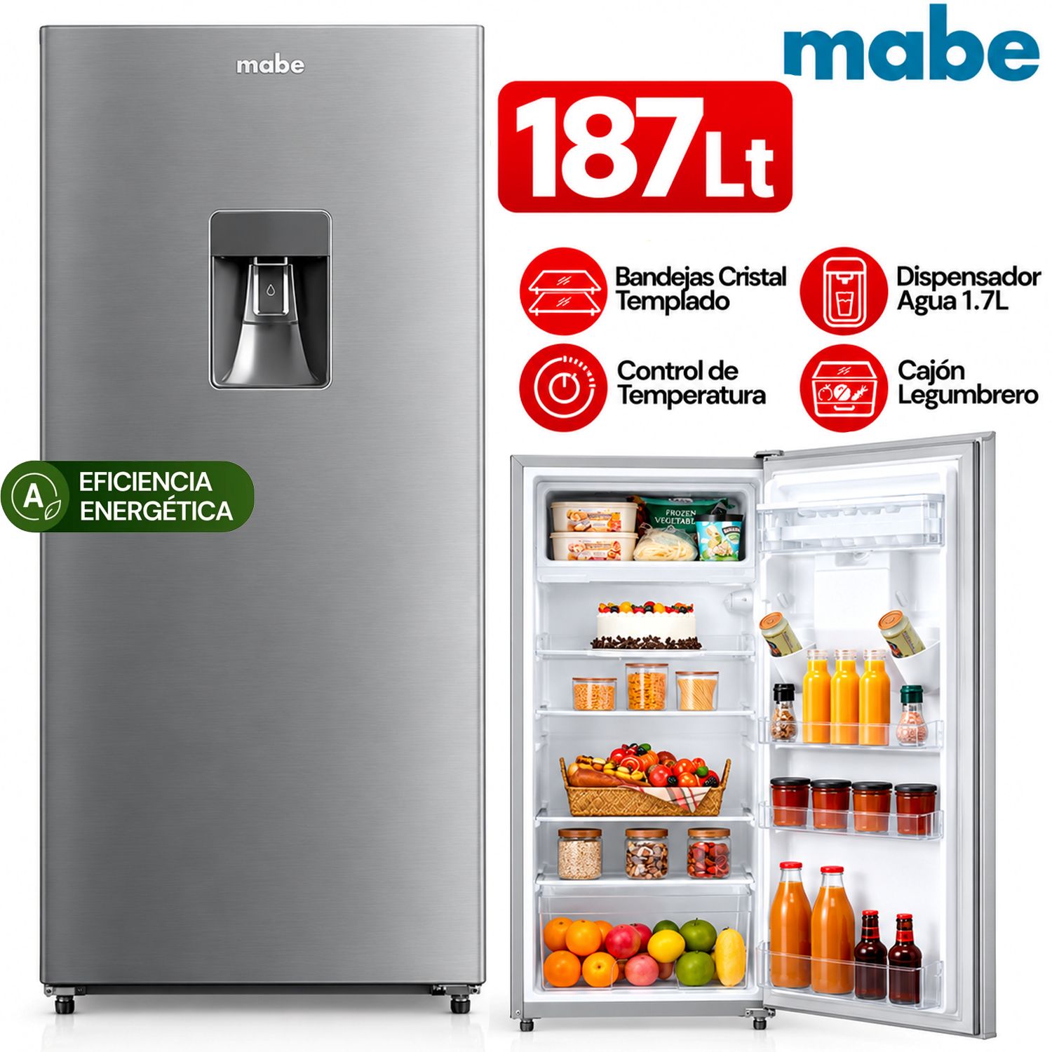 Refrigeradora  Monopuerta 187 L Netos Inox RMU202PXPRS1-Mabe