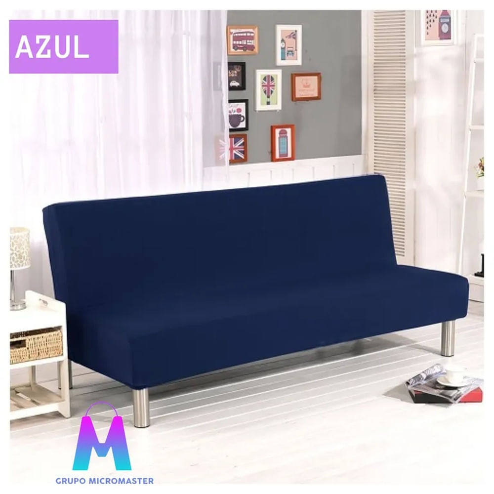 Forro para Futon o Sofa cama Azul liso