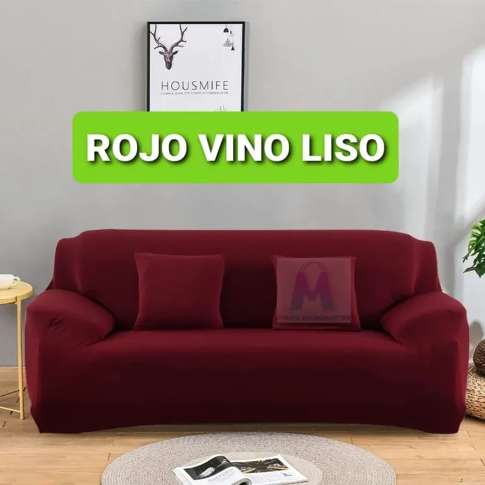 Funda de sillones set Spandex 3-2-1 Rojo vino Liso