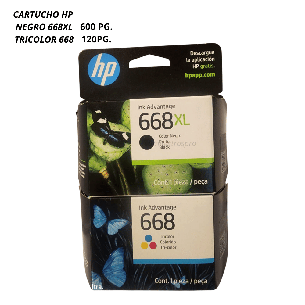 Cartucho HP 668 Negro y Tricolor original 7FP36VL  7FP39VL