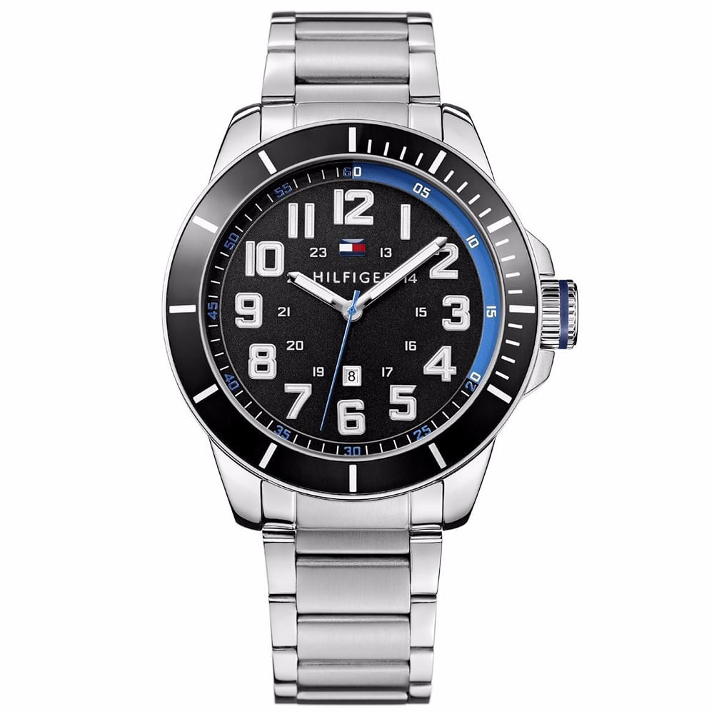 Reloj Tommy Hilfiger 1791074 Fecha Acero Inoxidable Dial Negro