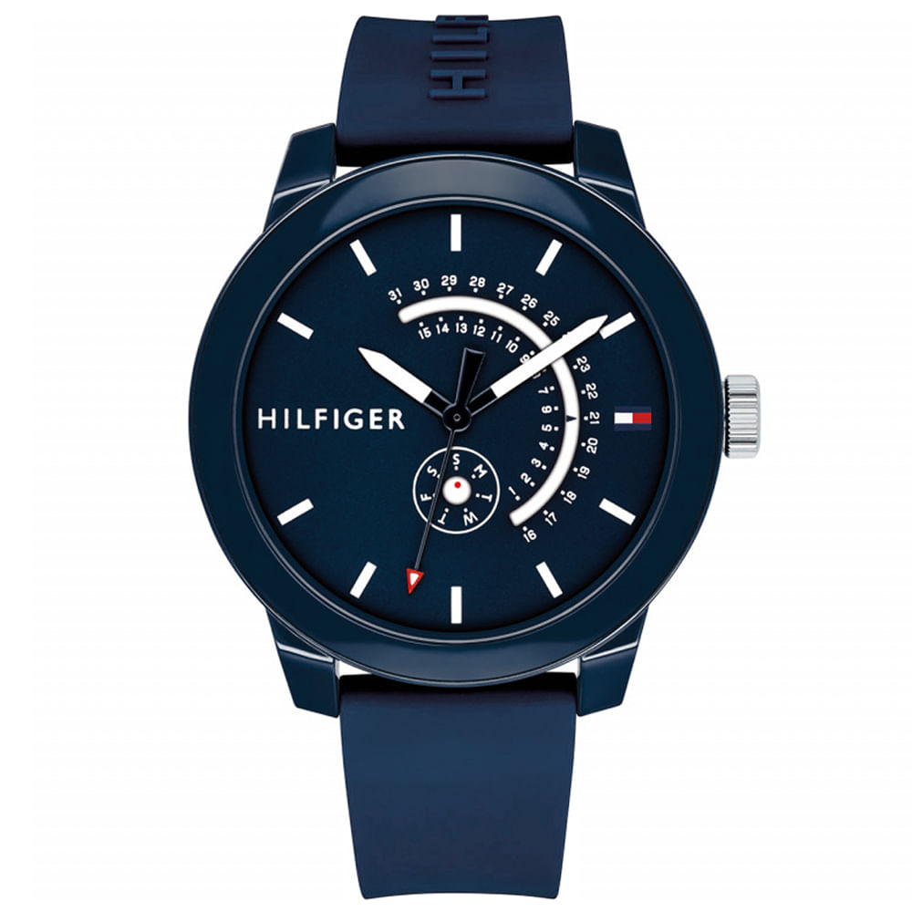 Reloj Tommy Hilfiger Denim 3 1791482 Fecha Correa de Silicona Azul
