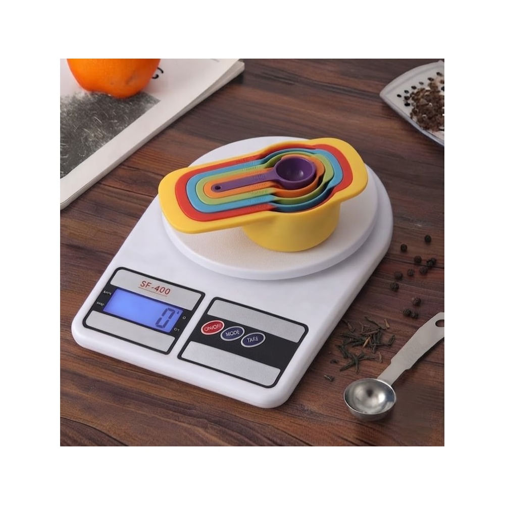 balanza gramera de cocina con cucharas medidoras set de 6pcs