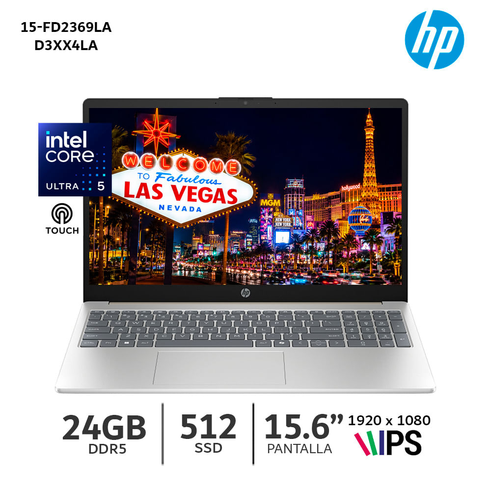 Laptop HP 15-fd2369la Intel Core Ultra 5 225U 24Gb Ram 512Gb SSD 15.6 FHD - D3XX4LAABM.