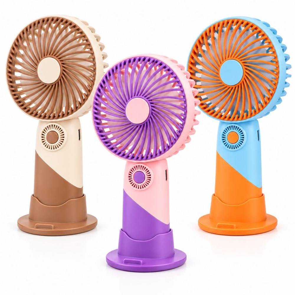 Mini Ventilador Portátil Recargable USB 3 Velocidades con Base para Celular Color Aleatorio