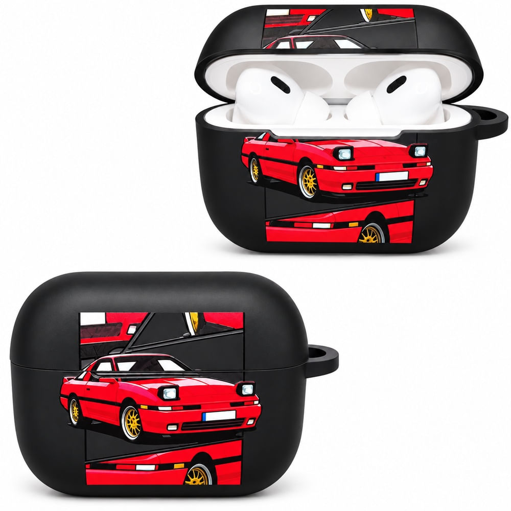 Audífonos Bluetooth Inalámbricos con Estuche Auto Deportivo Rojo