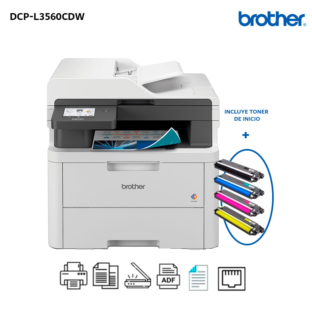 Multifuncional Brother DCP-L3560CDW Color LED WiFi Dúplex