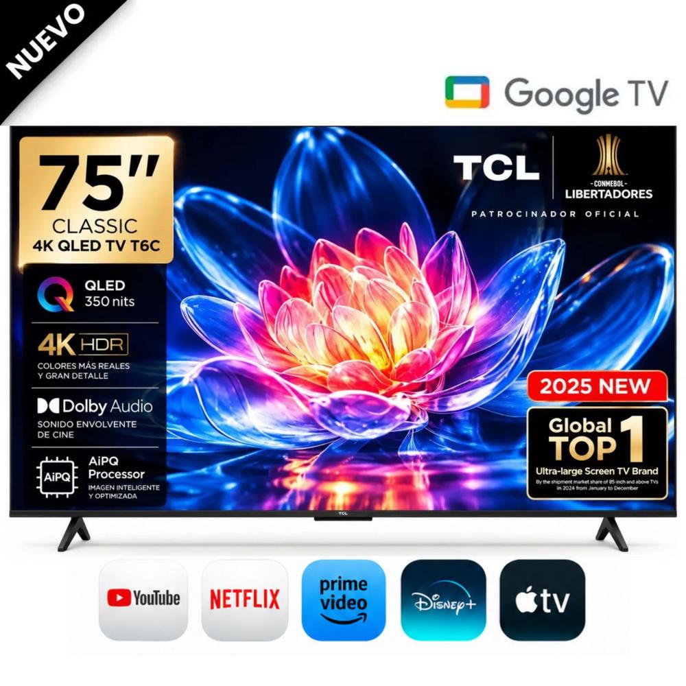 Televisor TCL 75 QLED 4K Smart Google TV 75T6C
