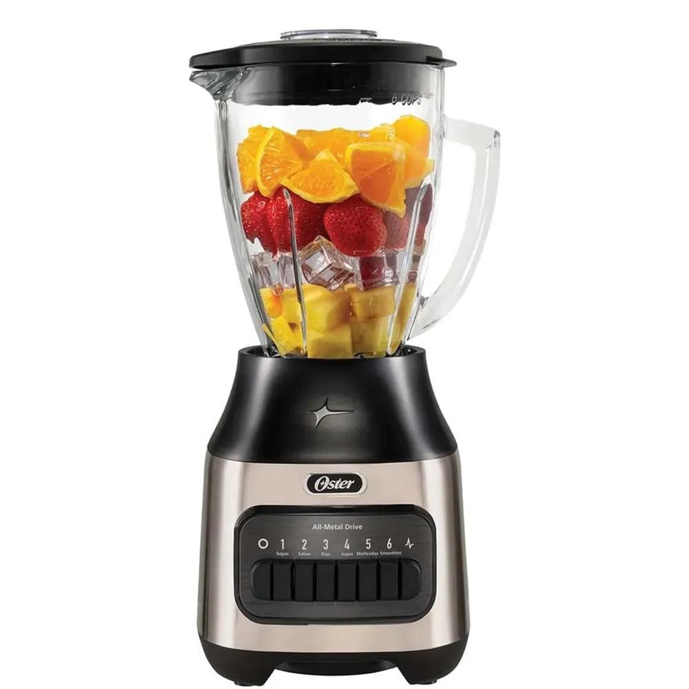 Licuadora 1.5 Litros Vaso de vidrio 6 Velocidades y Pulso Plateado Oster BLSTPEG NPB 053