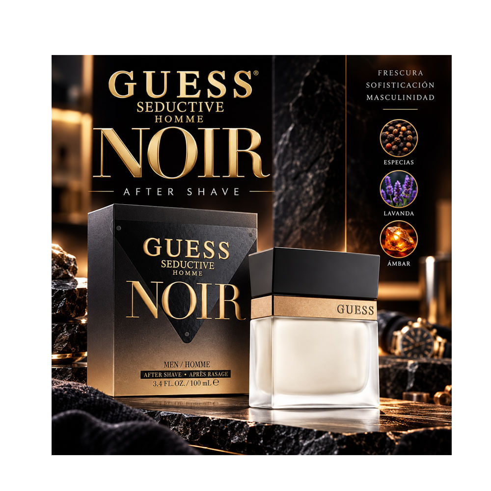 Locion After Shave Guess Seductive Homme Noir 100 ml Hombre