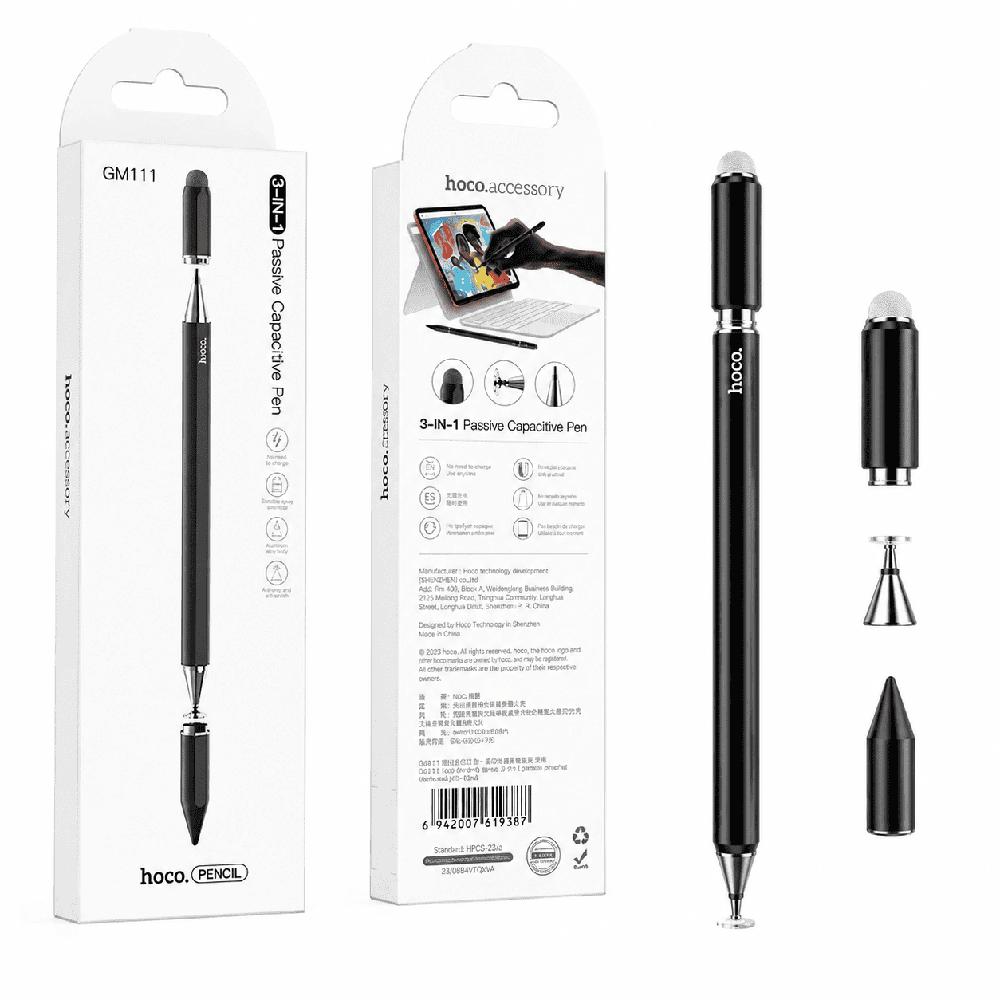 Lápiz Stylus Hoco GM111 3 en 1 Universal para iPad Tablet Android No Recargable