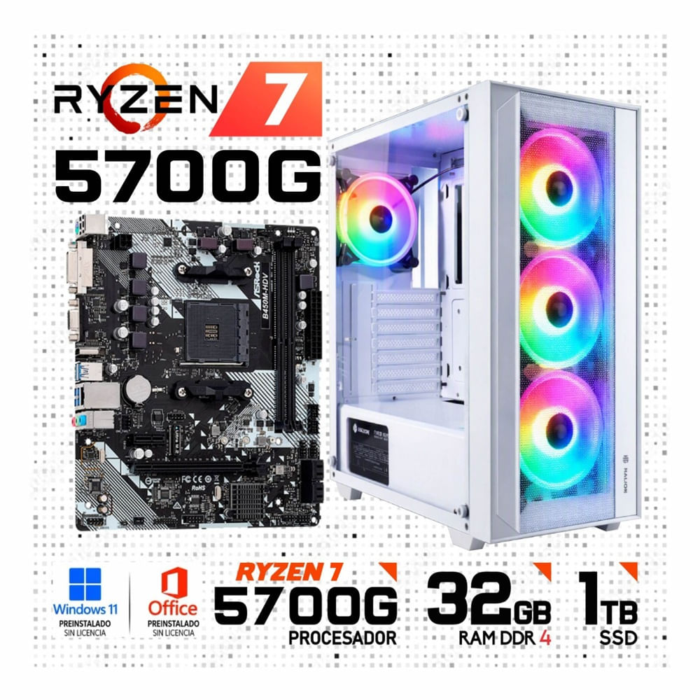 PC GAMER AMD RYZEN 7 5700G  32GB DDR4 SSD 1TB