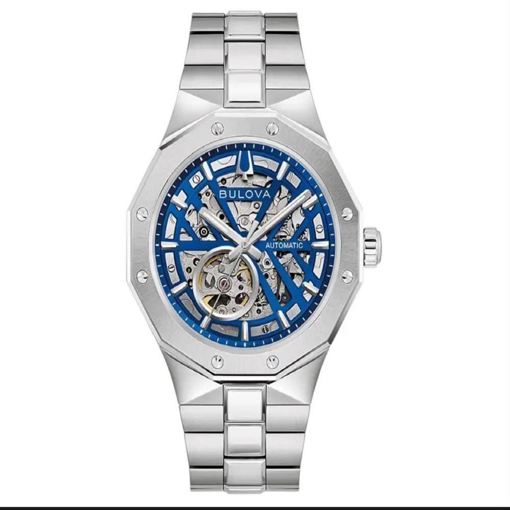 RELOJ BULOVA PRESTIGE AUTOMATICO ESQUELETON AZUL