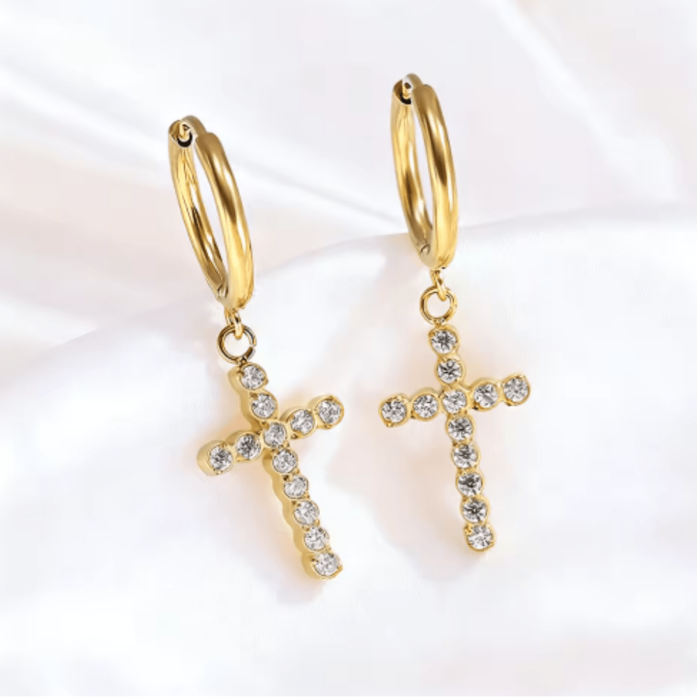 Aretes en Forma de Cruz Dorada AFRODITA