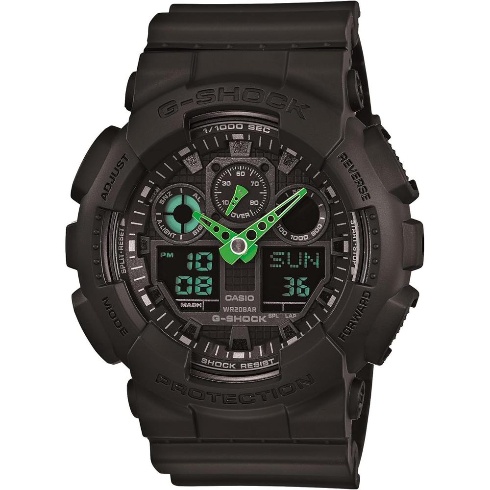 RELOJ CASIO G-SHOCK GA-100 HOMBRE | NEGRO/VERDE