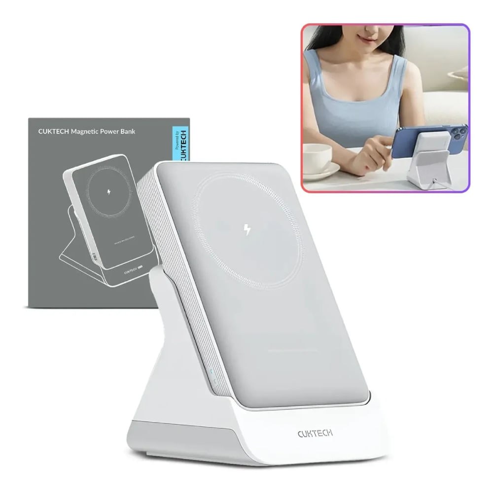 Power Bank Magnético CUKTECH WPB100N 10000mAh 20W con Carga Inalámbrica y Base de Carga