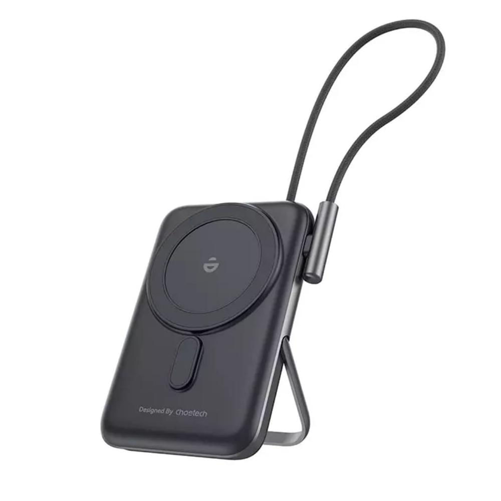Power Bank Magnético de 10000 mAh con Cable USB-C Incorporado(20W) y Soporte - CHOETECH | B735-CCBK