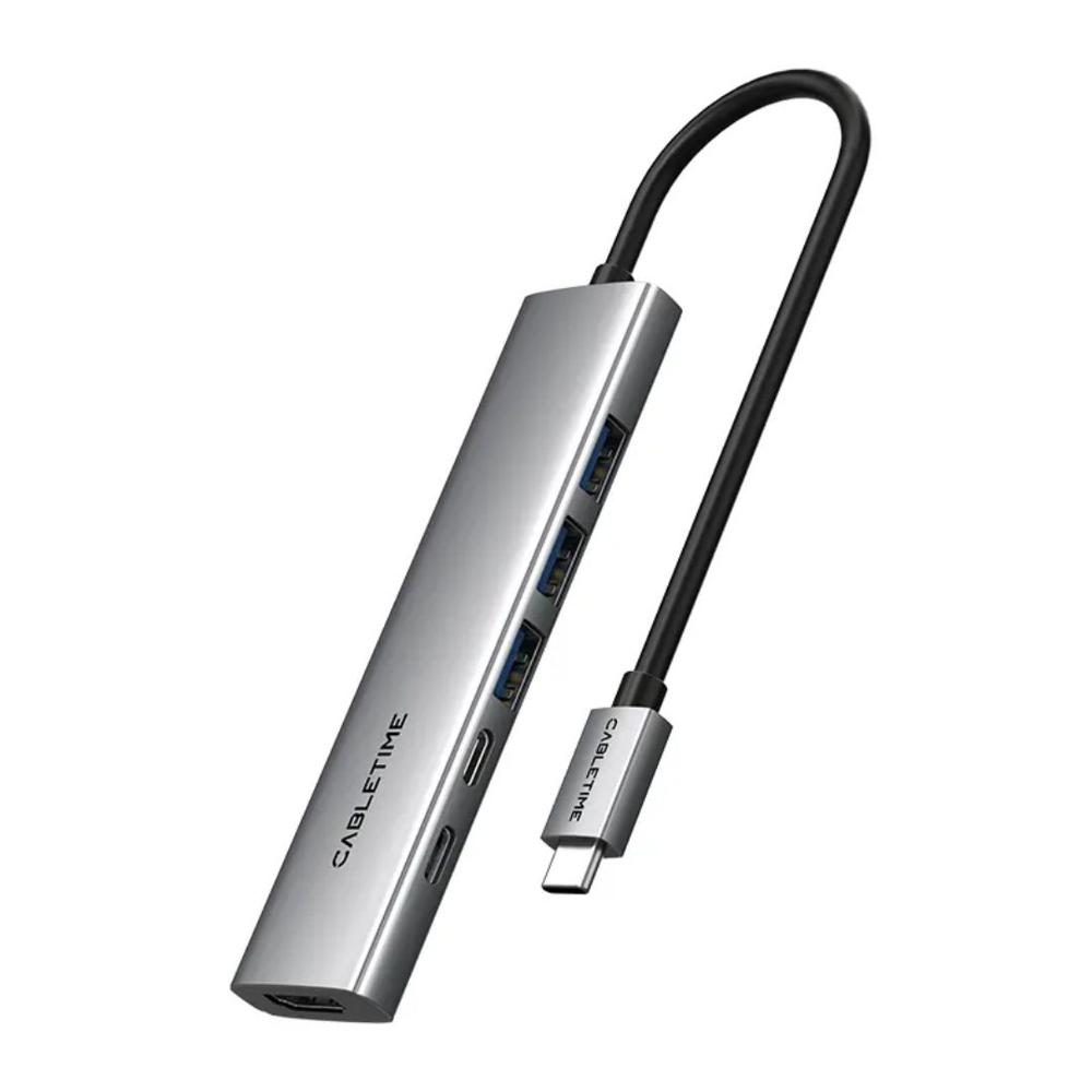 Adaptador Hub de USB-C a HDMI, USB-A, PD, USB-C - CABLETIME | HB01G