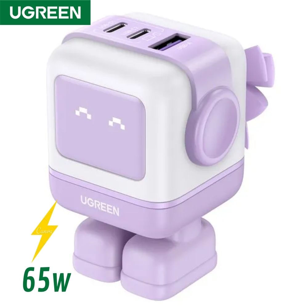 CARGADOR UGREEN ROBOT 65W PURPURA